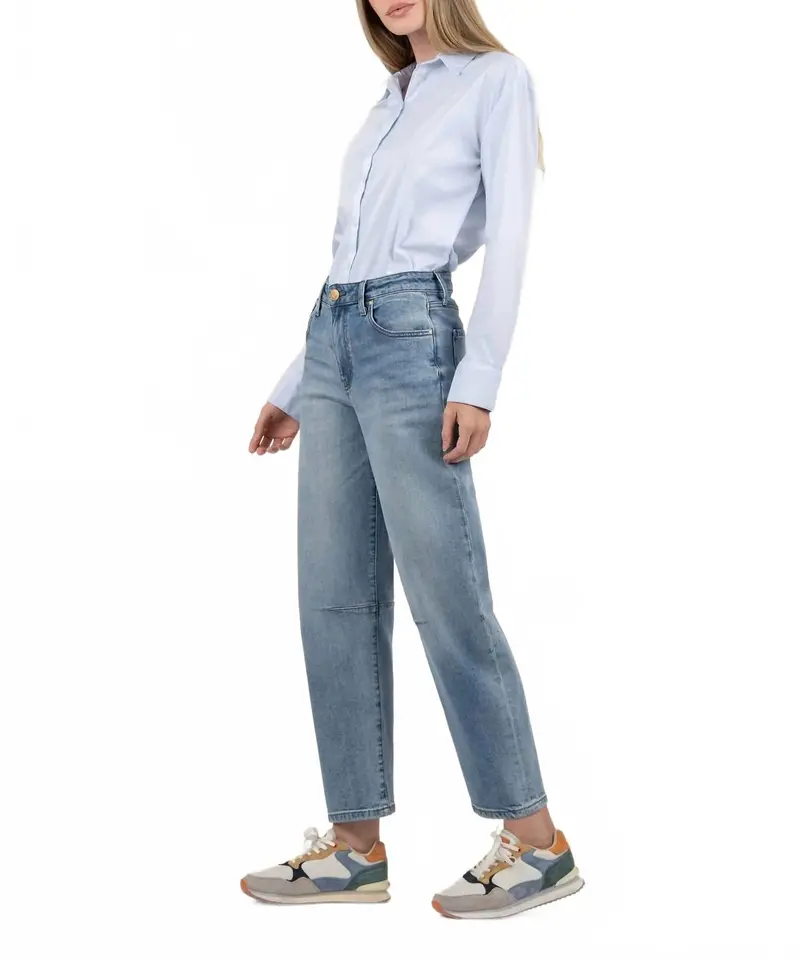 Ashley High Rise Barrel Slouchy Jeans In Blue 1
