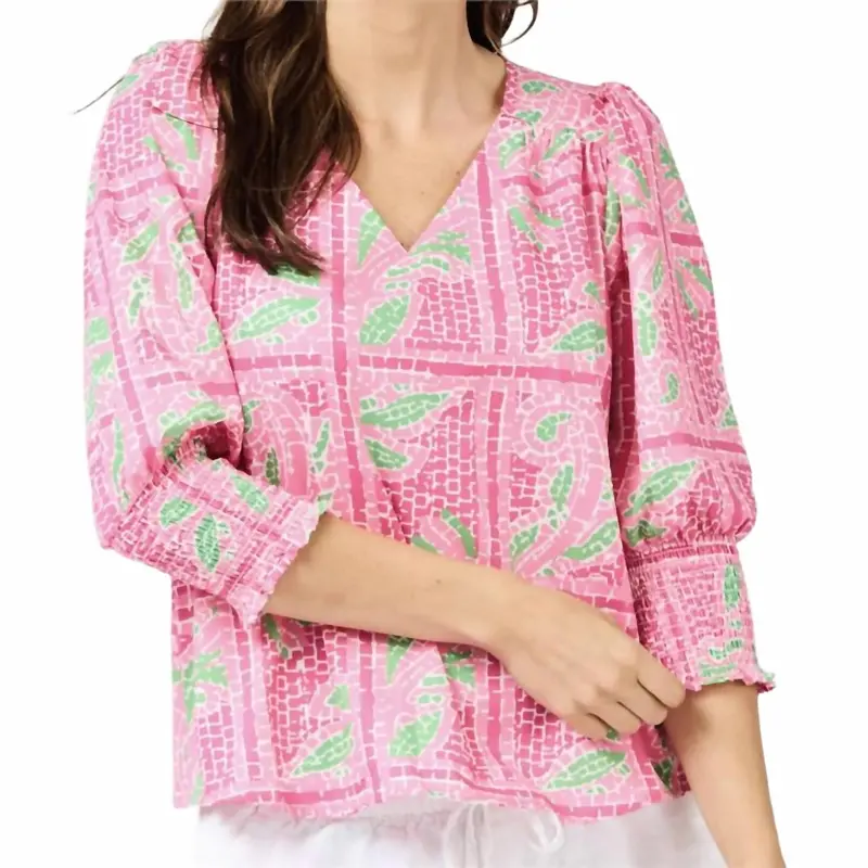 Ashlyn Trellis Tiles Top In Pink 1