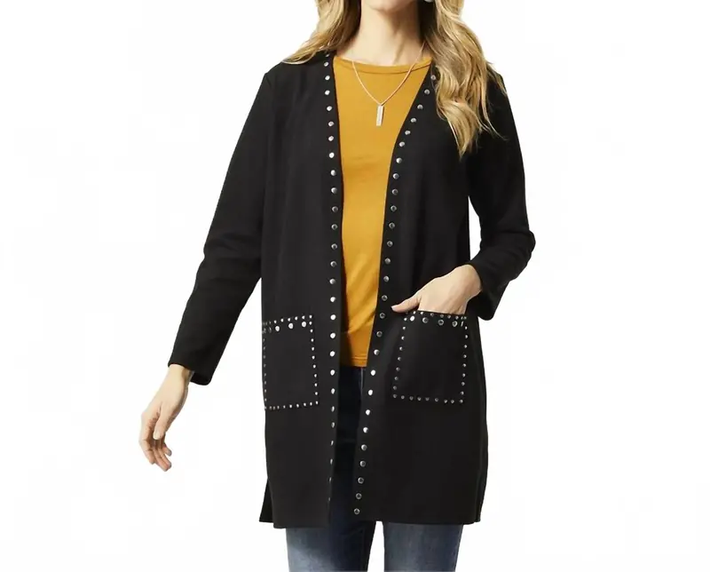 Aubree Long Cardigan In Black 1