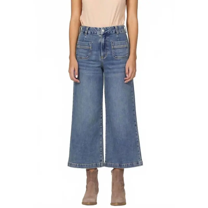 Audrey High Rise Wide Leg Crop Jeans In Waikiki 1
