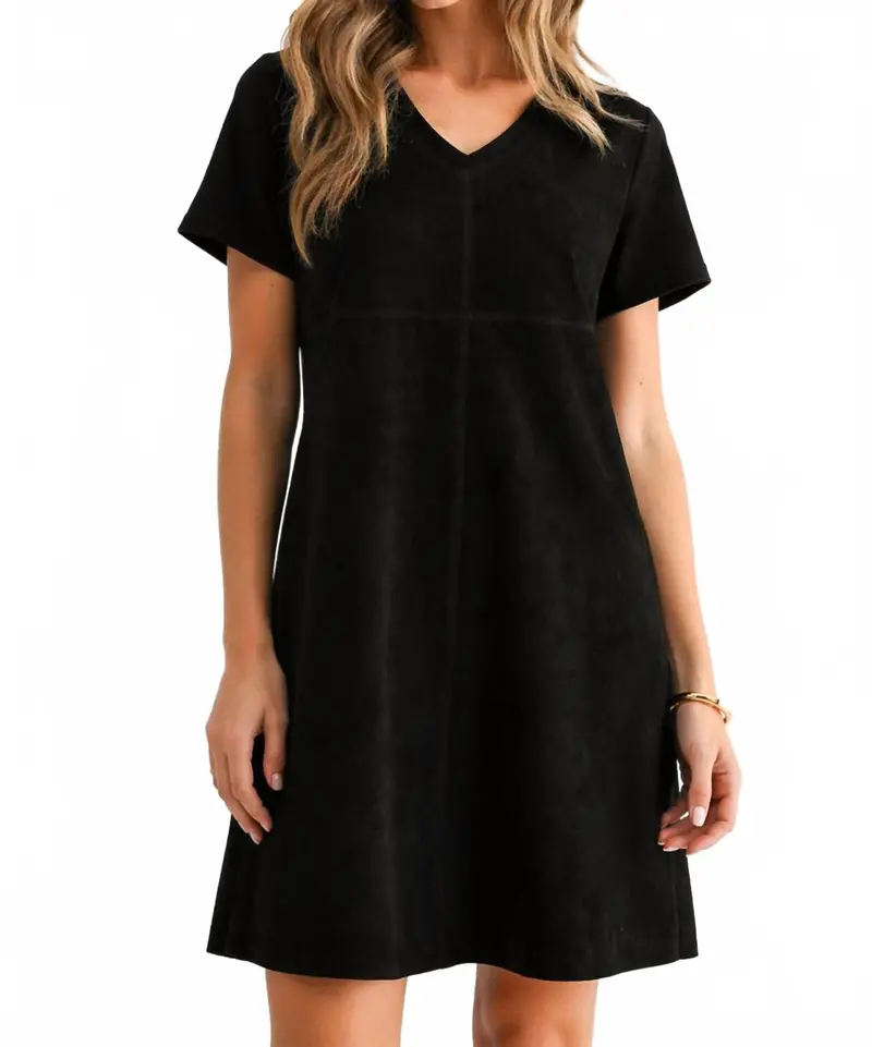 Audrey V-Neck Dress With Pockets In Black 1