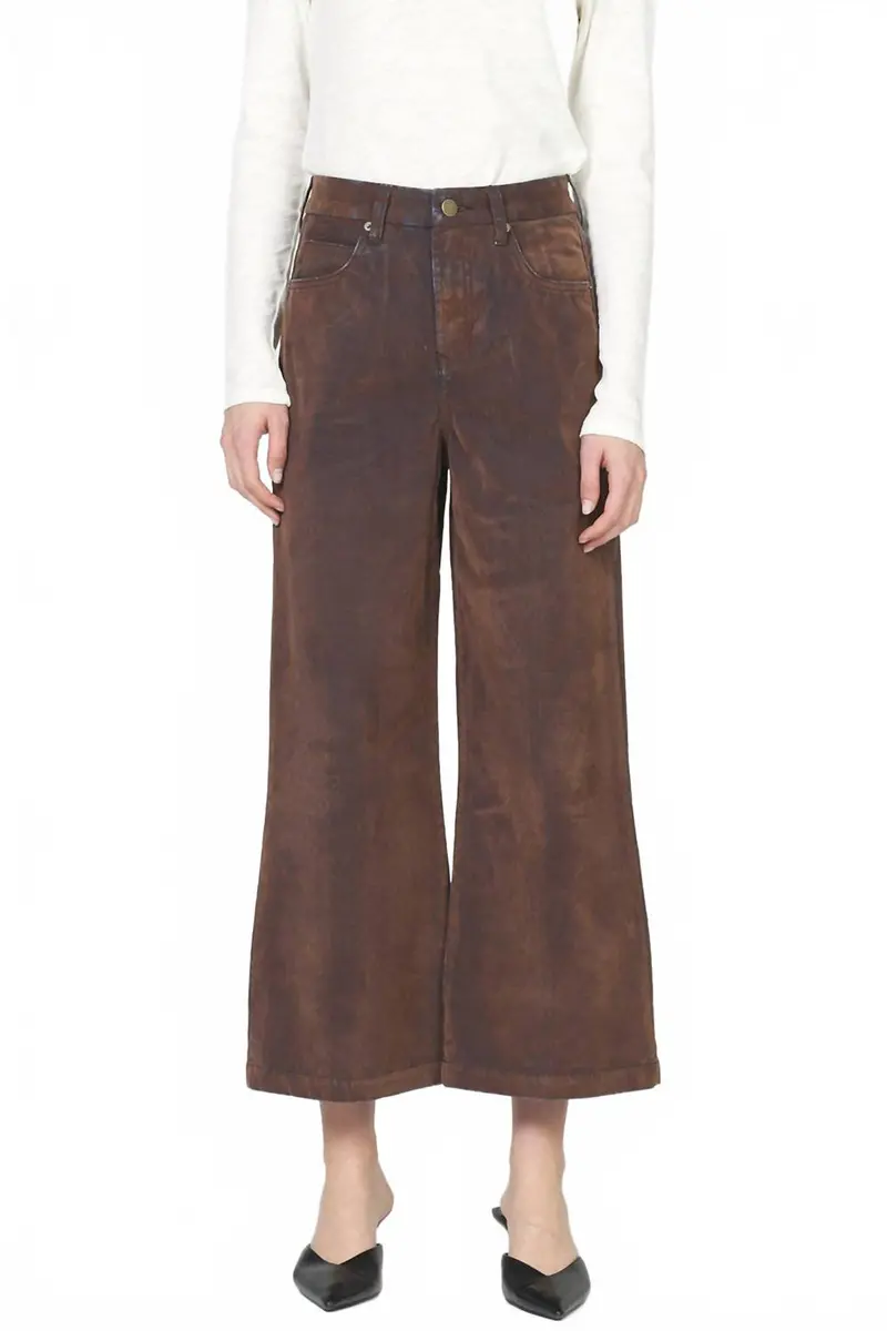 Audrey Wide Leg Ankle Pant In Bison 1