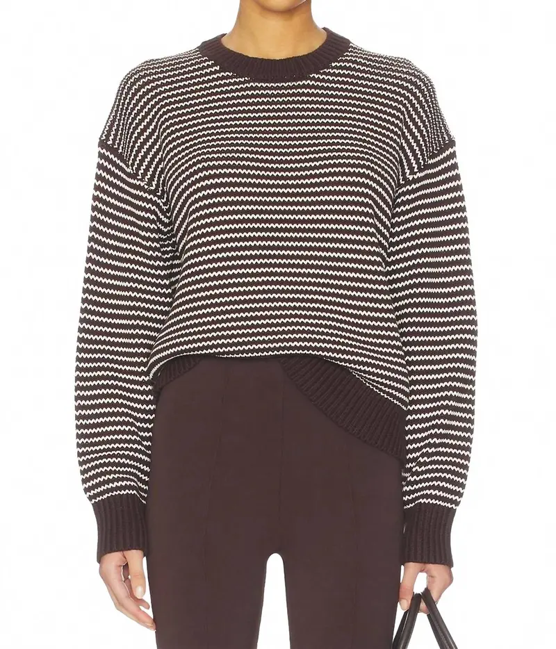 Aura Long Sleeve Jersey Sweater In Mocha 1