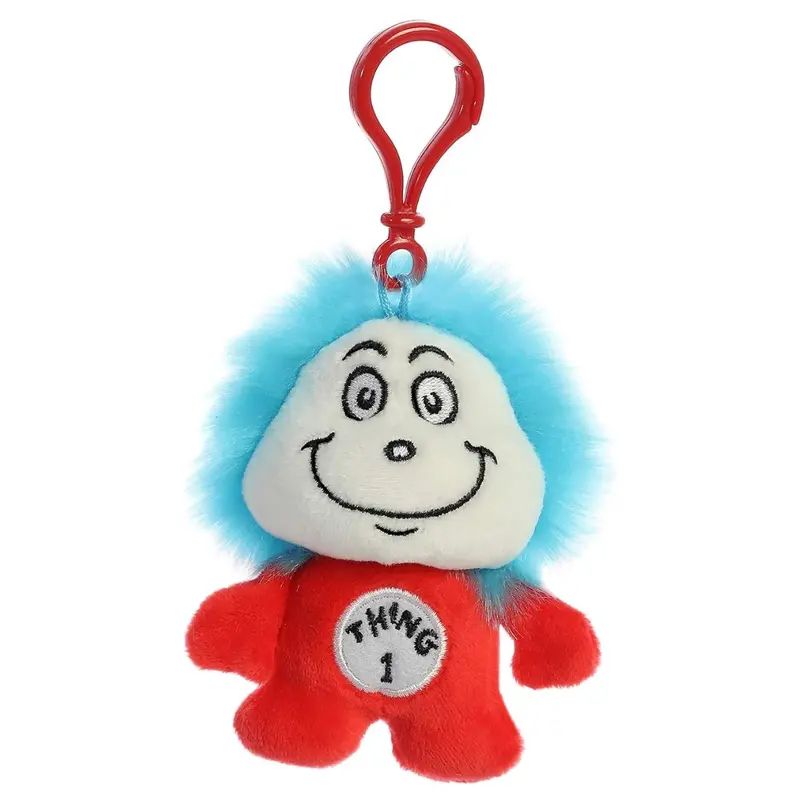 Aurora Dr. Seuss The Cat In The Hat Thing 1 4-Inch Bag Clip Keychain Plush 1
