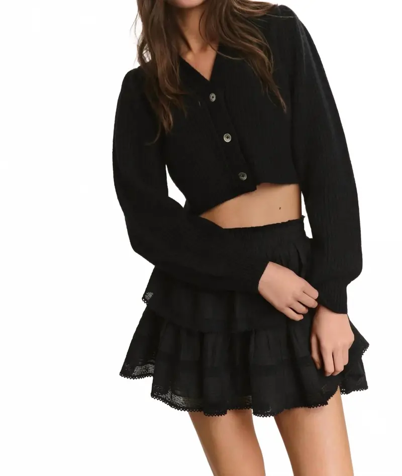 Avignon Crop Cardigan In Black 3