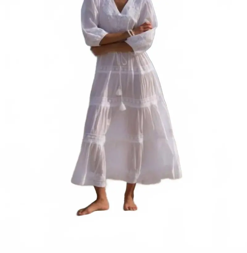 Azul Kaftan Maxi Dress In White 1