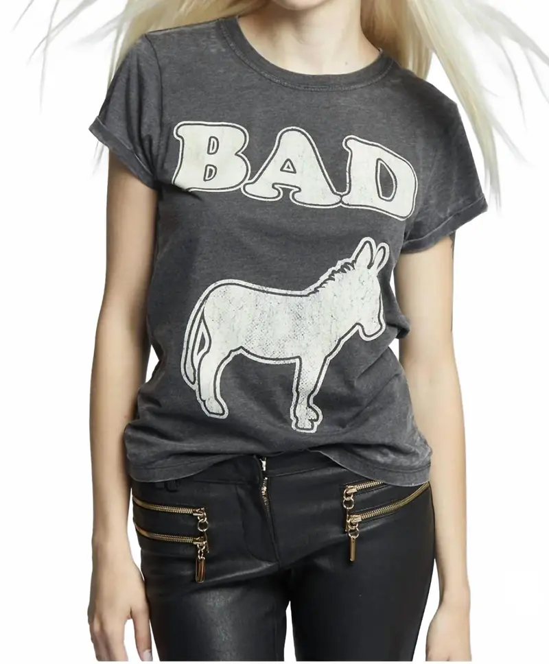 Bad Burn Out Graphic Tee Shirt In Grey 1