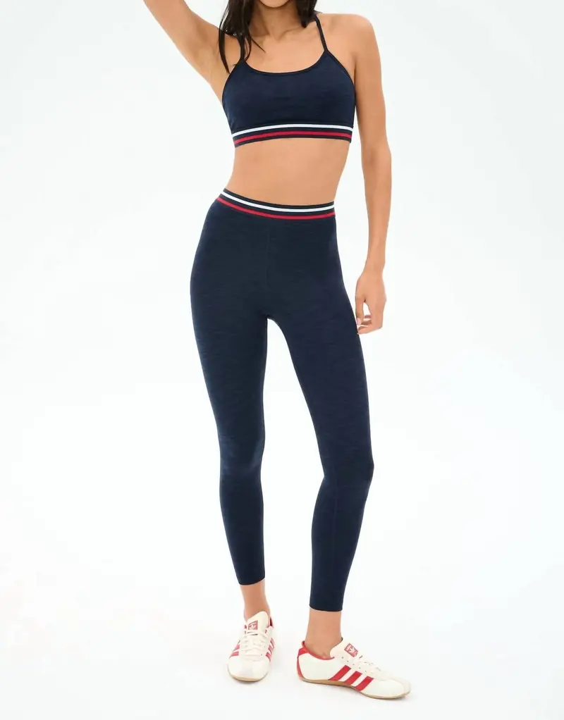 Bailey High Waisted Active Rib 7/8 Leggings In Heather Indigo 1