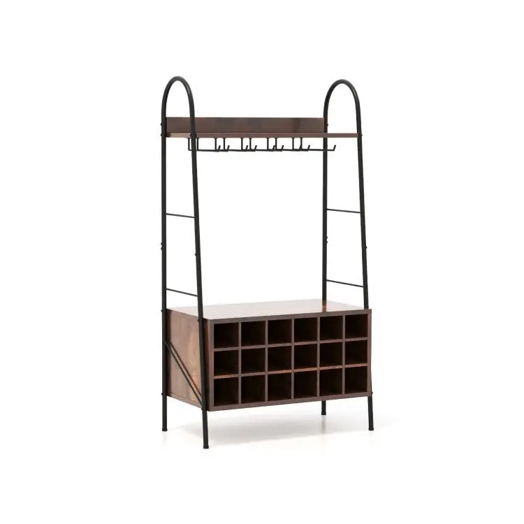 Baker's Rack With Detachable Wine Rack And 5 Rows Of Stemware Holder 1
