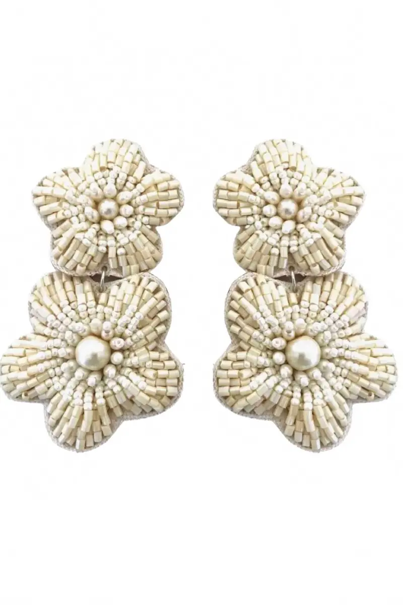 Bali Flower Earrings In Ivory 1