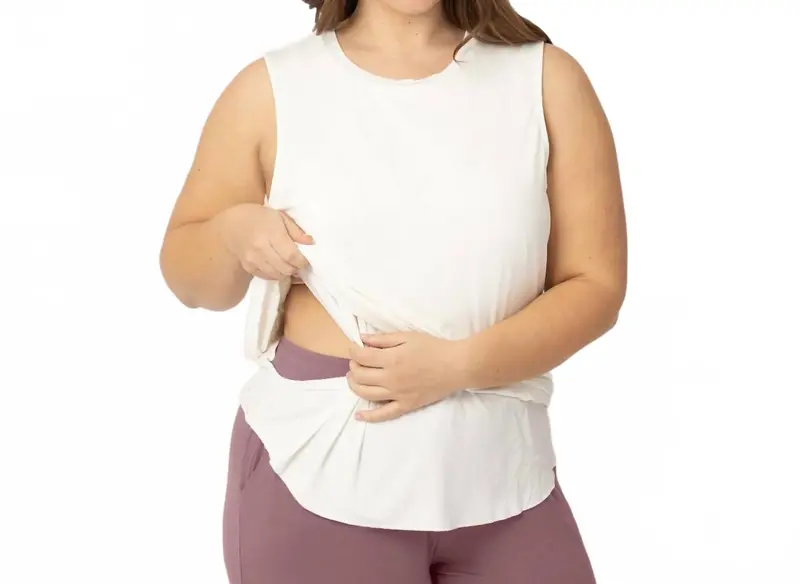 Bamboo Nursing & Maternity Tank Top In White 1