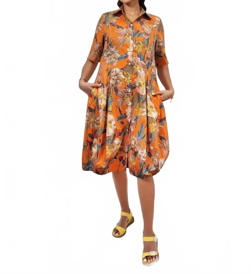 Barb Cotton Shirtdress In Garden 1