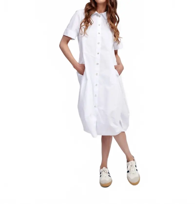 Barb Cotton Shirtdress In White 1