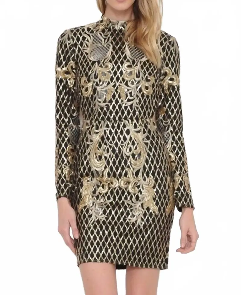 Baroque Mini Dress In Black 1