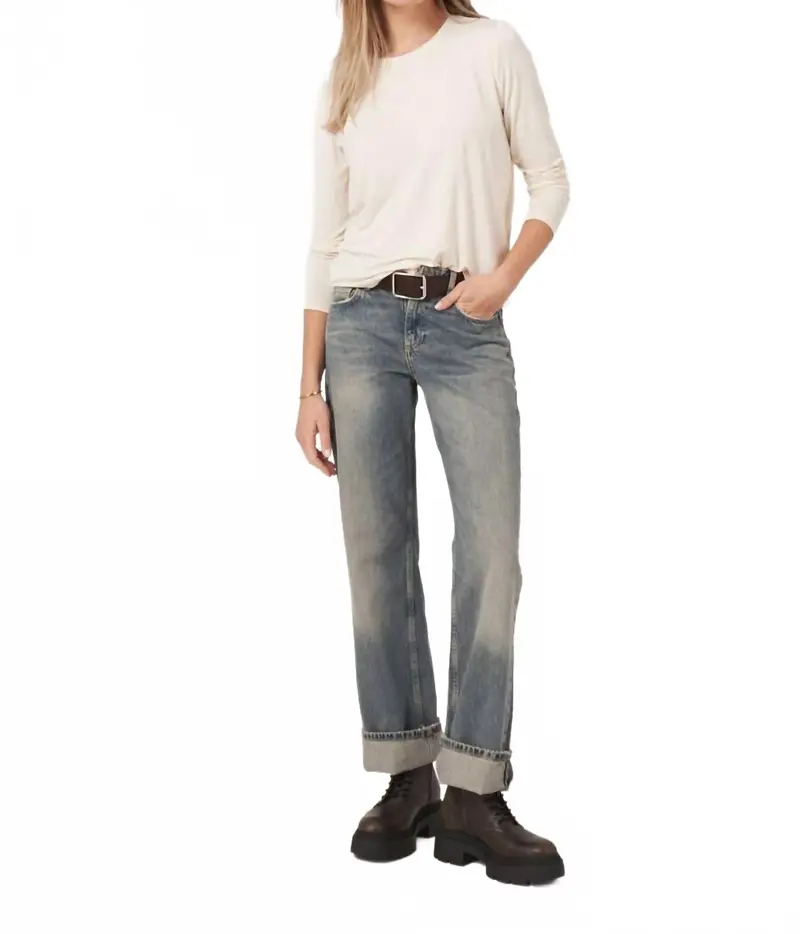 Basic Jewel Neck Long Sleeve Top In Ivory 1