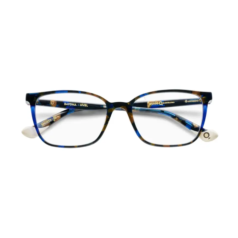 Bayona Rectangular Tortoiseshell And Blue Acetate Eyeglasses 1