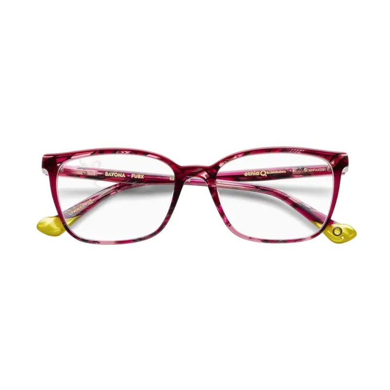 Bayona Translucent Deep Pink Acetate Eyeglasses With Heart-Shaped Temples 1