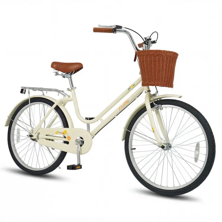 Beach Cruiser Bike For Women With Woven Basket And Rear Rack 1