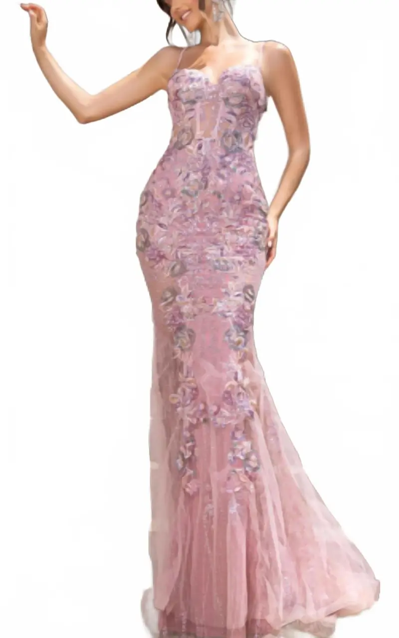 Beaded Corset Dress In Blush 1