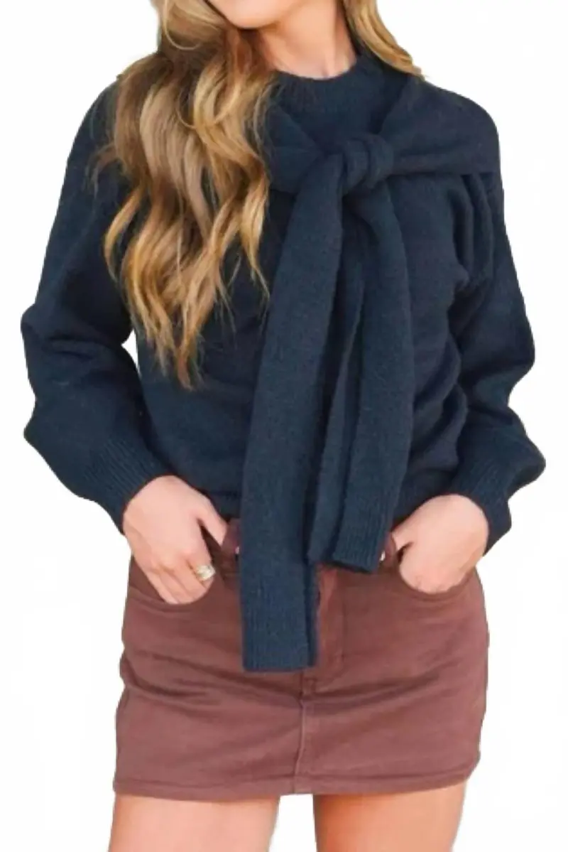 Beau Sweater With Shoulder Ties In Navy 1