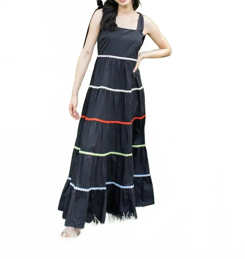 Beauty Tiered Maxi Dress In Black 1