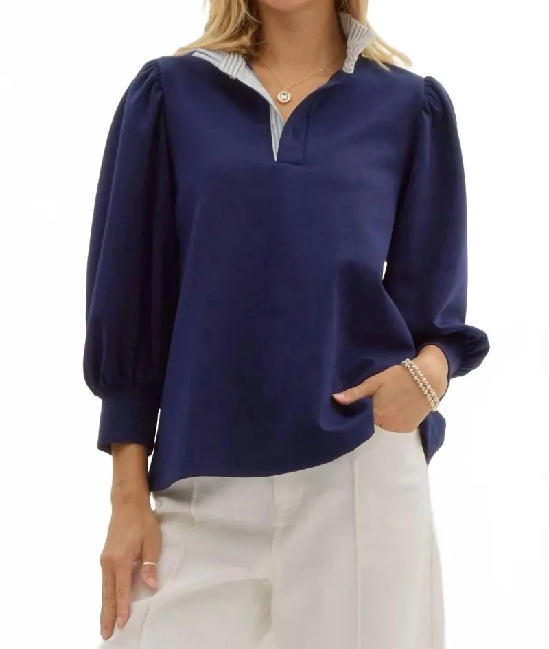 Beckham Pullover Top In Navy 1