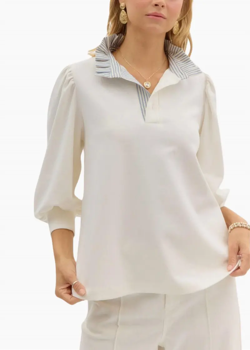 Beckham Pullover Top In White 1