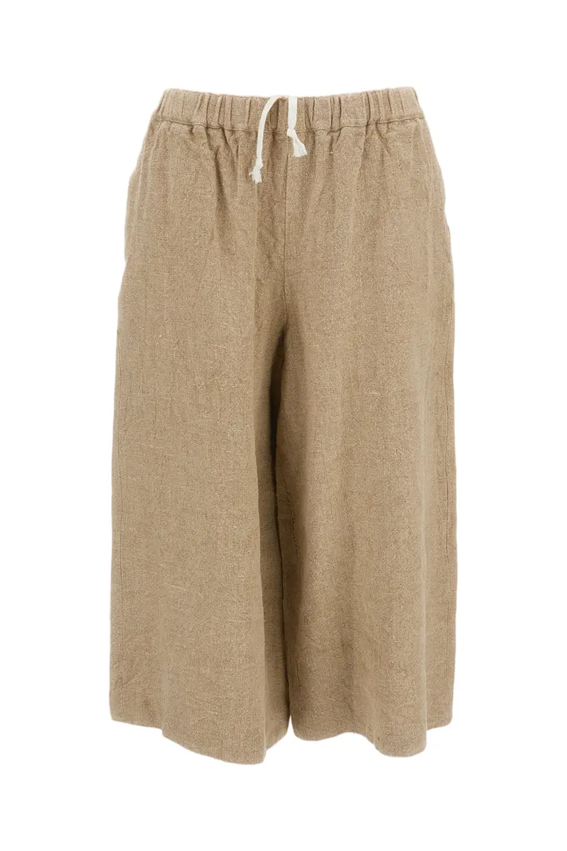 Beige Culotte Linen Trousers 1