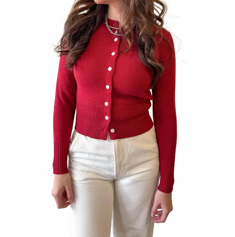 Berry Bright Cardigan In Crimson 1