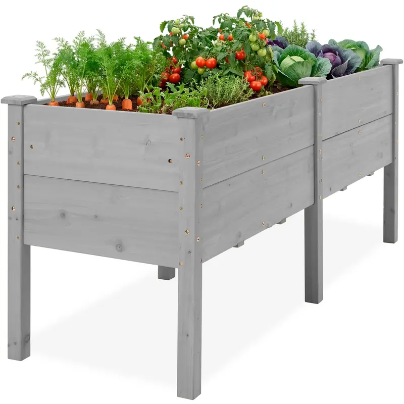 Best Choice Products 72" X 24" X 30" Raised Garden Bed, Extra Deep 16" Depth, Elevated Wood Planter Stand - Gray 1