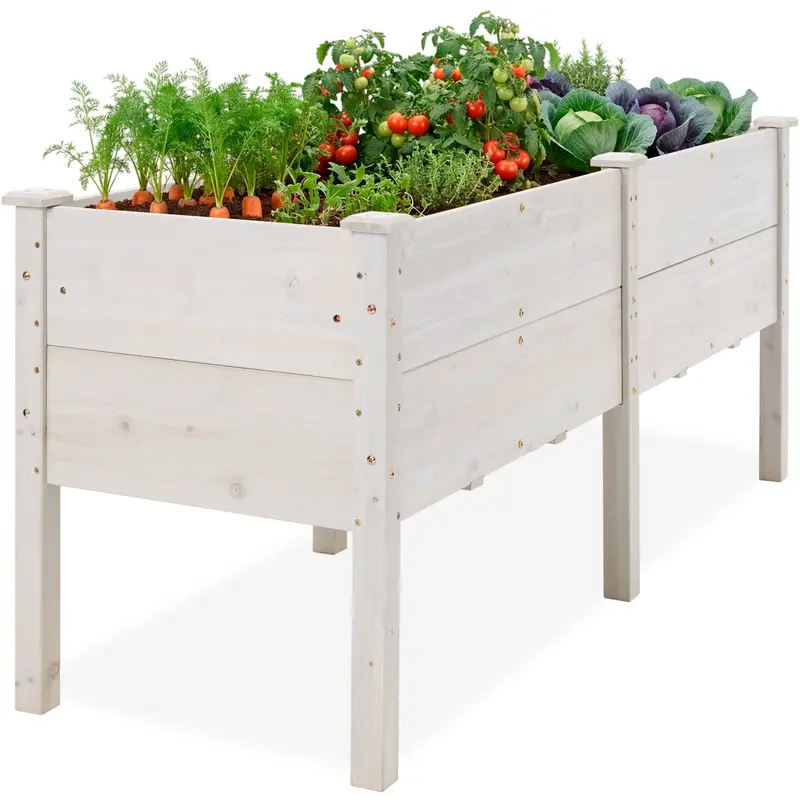 Best Choice Products 72" X 24" X 30" Raised Garden Bed, Extra Deep 16" Depth, Elevated Wood Planter Stand - White 1