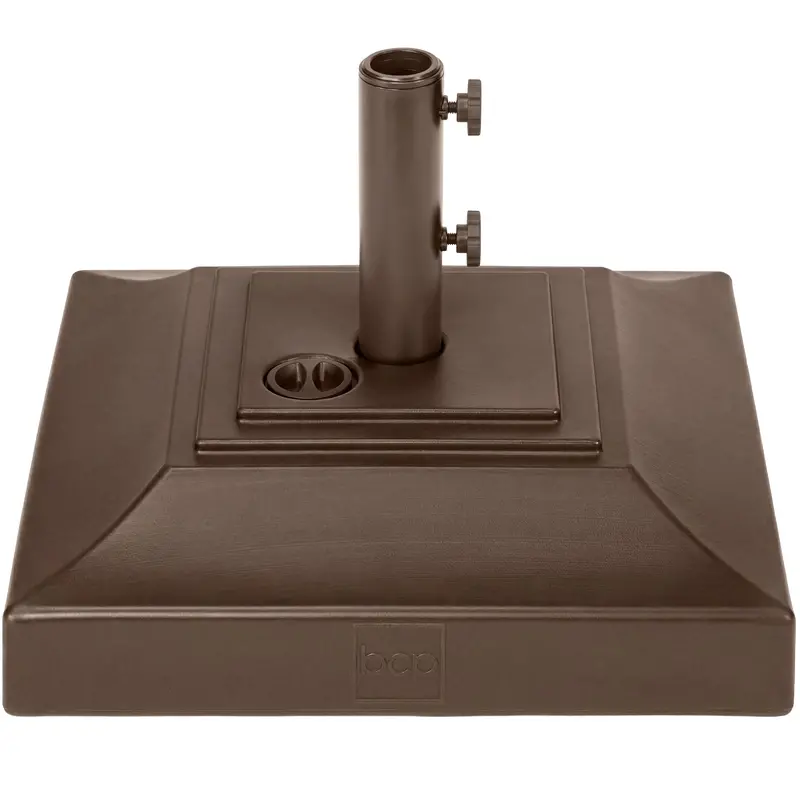 Best Choice Products Fillable Plastic Patio Umbrella Base Stand, Pole Holder W/ Adjustment Knob, Pyramid Design - Brown 1