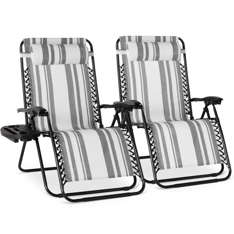 Best Choice Products Set Of 2 Extra Wide Zero Gravity Lounge Chair Recliners W/ Cup Holder 1
