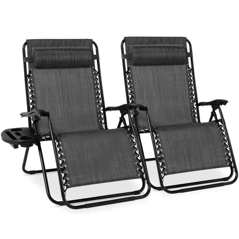 Best Choice Products Set Of 2 Extra Wide Zero Gravity Lounge Chair Recliners W/ Cup Holder 1
