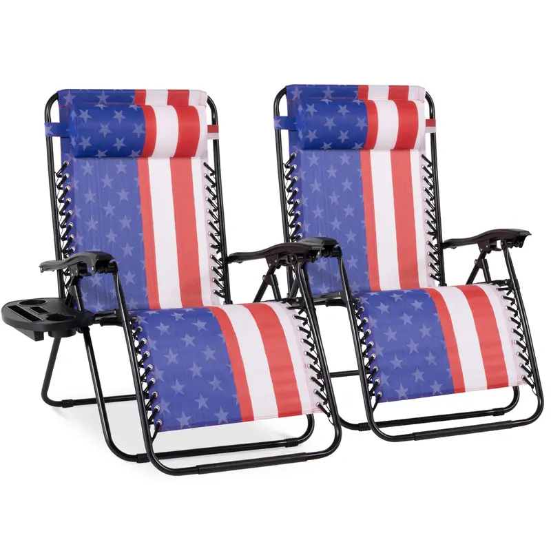 Best Choice Products Set Of 2 Extra Wide Zero Gravity Lounge Chair Recliners W/ Cup Holder 1