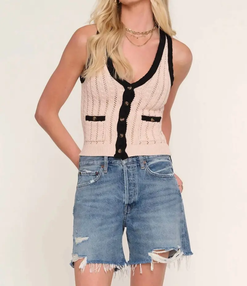 Beth Sweater Vest In Beige 1