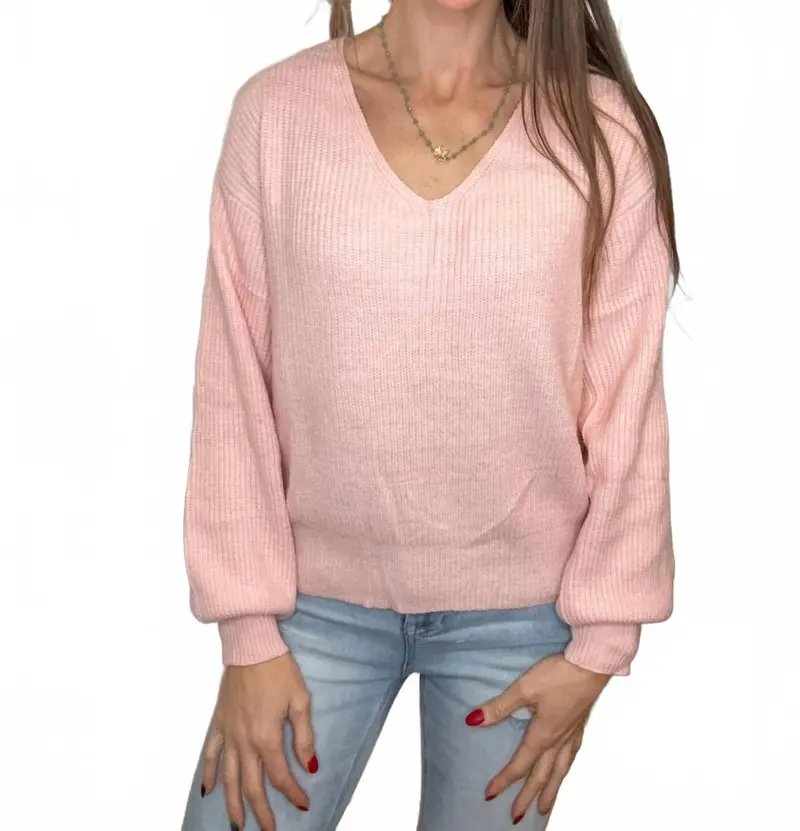 Bethany Bow Knit Sweater In Pink 1