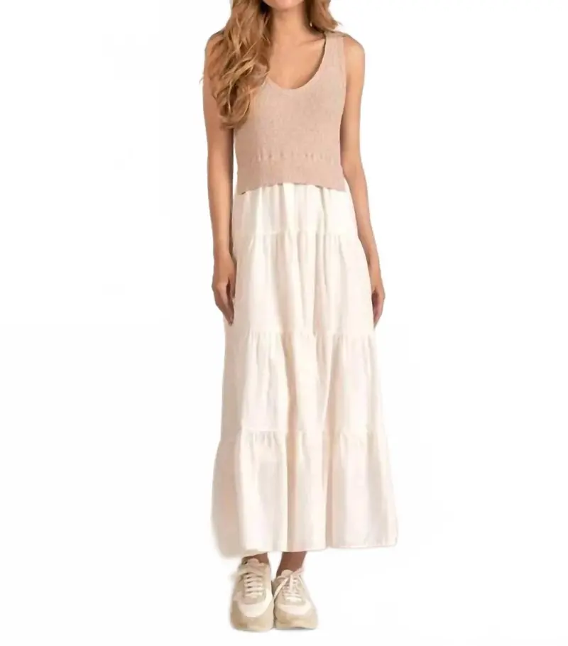 Betty Midi Dress In White, Beige 1