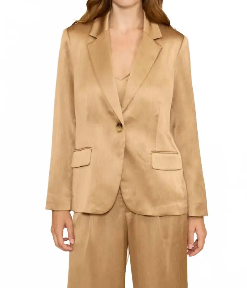 Betty Single Button Blazer In Taupe 1