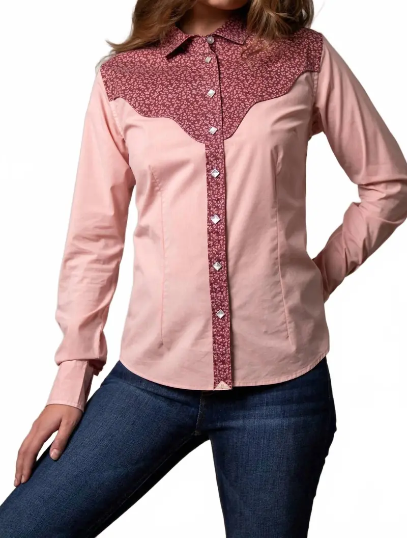 Birdie Pearl Snap Shirt In Pink 1
