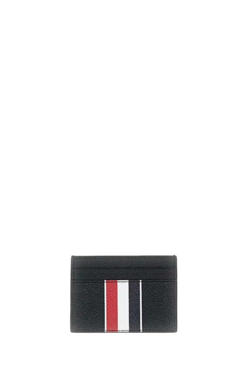 Black Pebble Grain Leather Double Card Holder 1