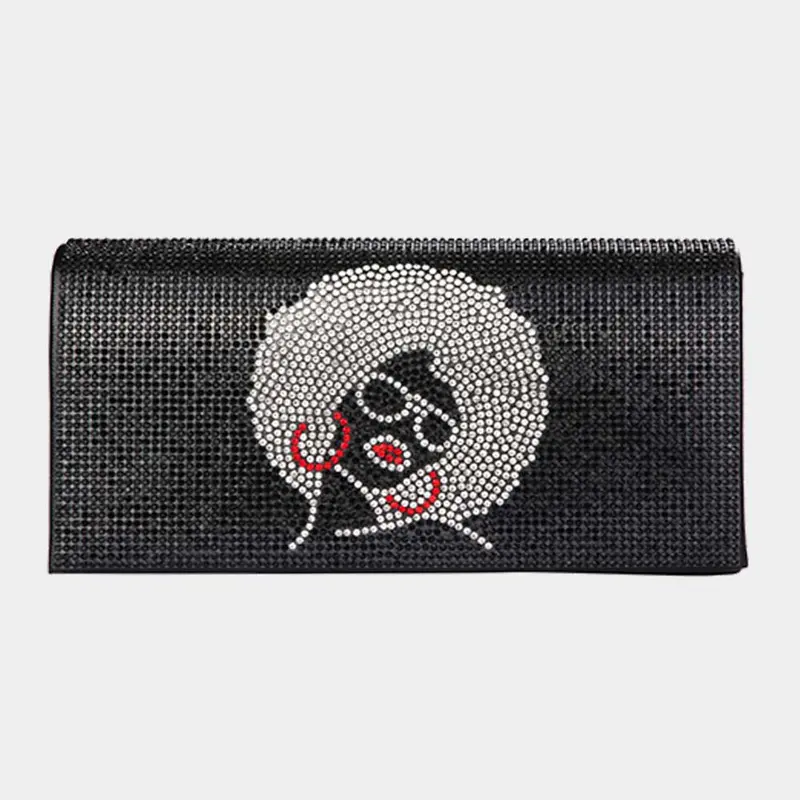Bling Afro Girl Evening Clutch Crossbody Bag 1