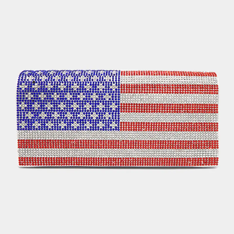 Bling American Usa Flag Evening Clutch Crossbody Bag 1