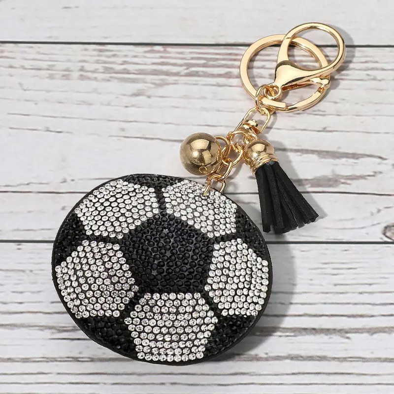 Bling Soccer Tassel Keychain 1
