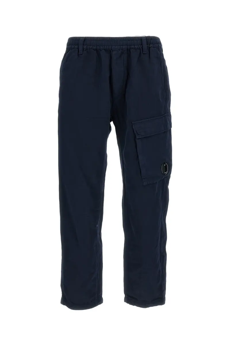 Blue Linen Blend Cargo Trousers 1