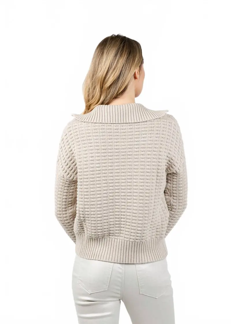 Bobble Zip Cardigan In Dune 2