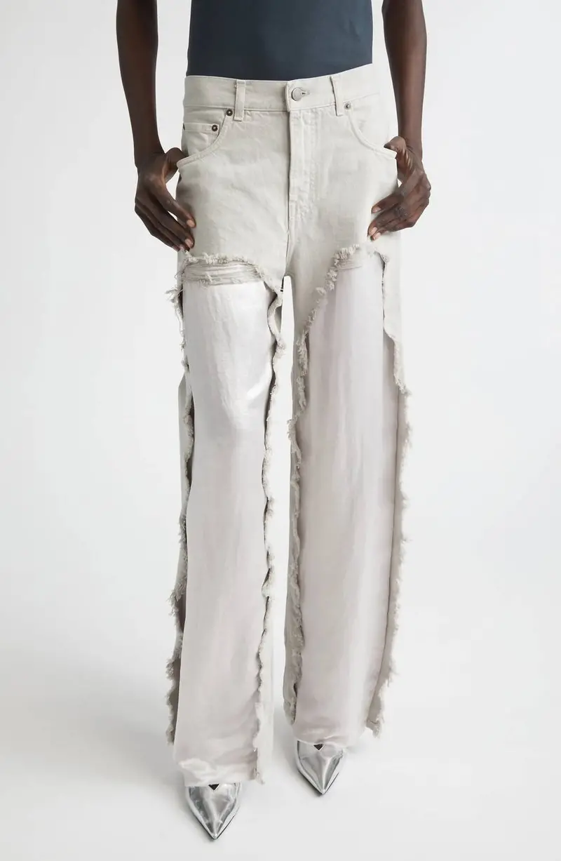 Bonnie Satin Bull Jean In Ice Grey 1
