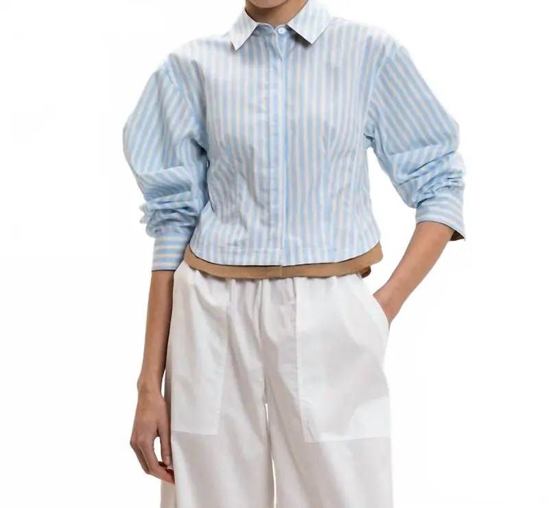 Boone Combo Shirt In Hydrangea Blue Stripe 1