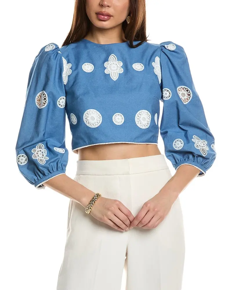 Borgo De Nor Alfie Denim Lace Top 1