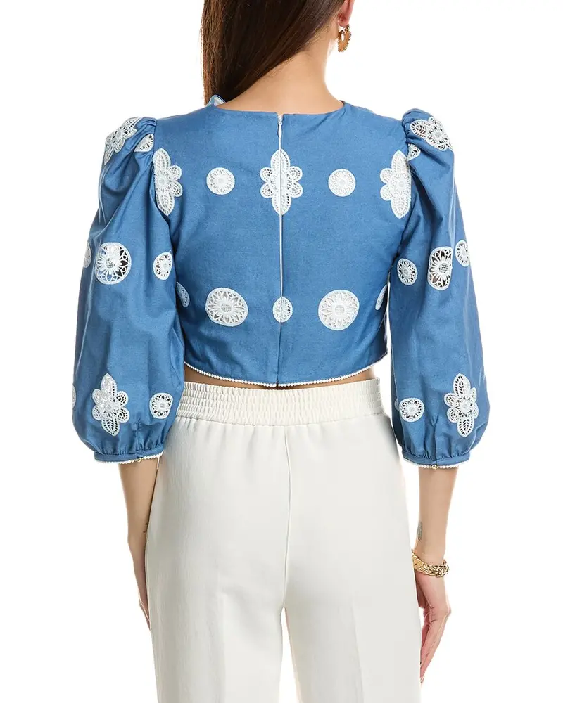 Borgo De Nor Alfie Denim Lace Top 2